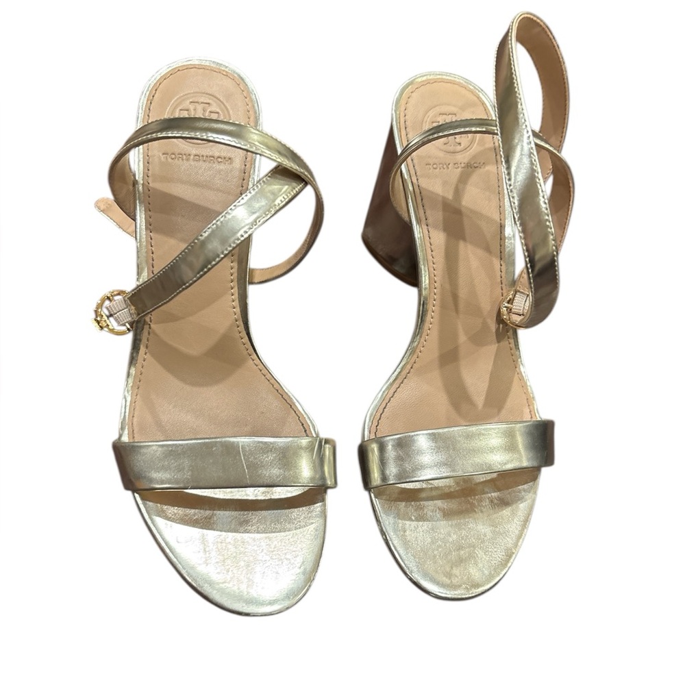 Tory Burch Metallic Gold Strappy Dress Heels